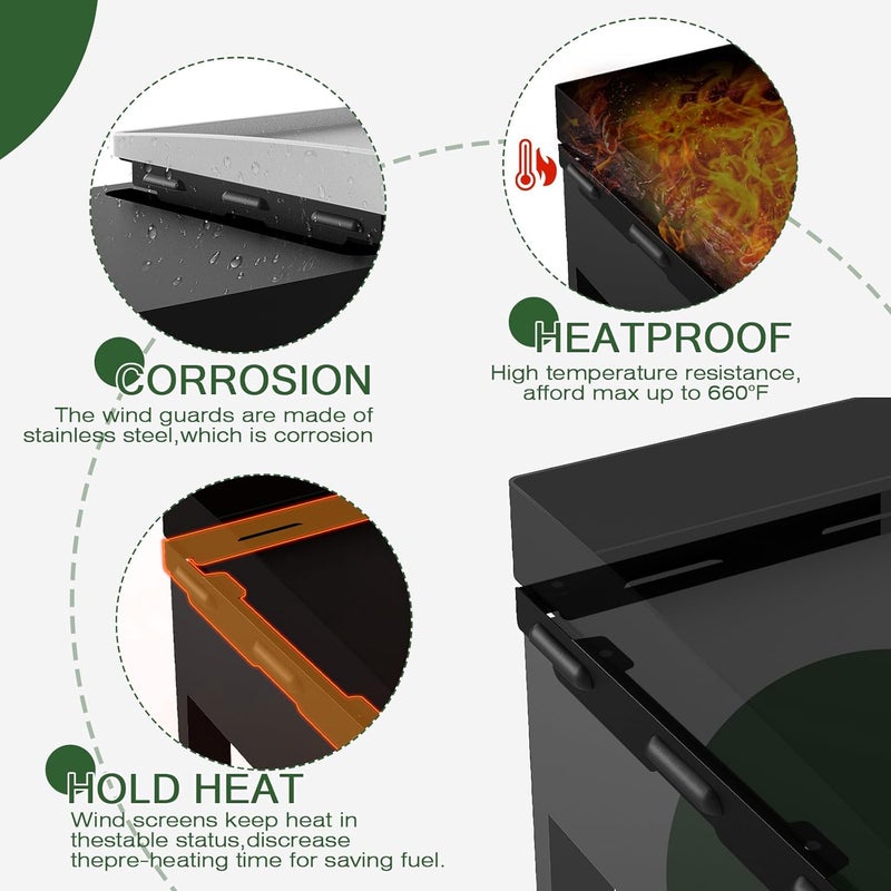 BESTEK Wind Guards for Blackstone 28 Inch Blackstone Griddle,Magnetic Stainless Steel Wind Screen Blackstone Grill Accessories, Protect Flame,Save Propane,Hold Heat - Image 4